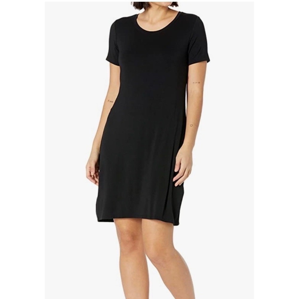 Daily Ritual Women's Small Black Short Sleeve T-Shirt Swing Dress NWT